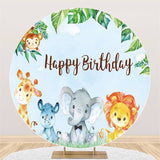 Allenjoy Animals And Grassland Circle Happy Birthday Backdrop