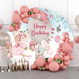 Allenjoy Animals Balloon Happy Birthday Round Backdrop For Girl