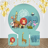 Allenjoy Animals Green Round Backdrop Kit Baby Shower