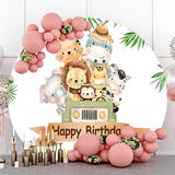 Allenjoy Animals On The Car Circle Happy Birthday Backdrop