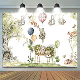 Allenjoy Animals Spring Trees Leaves Cradle Baby Shower Backdrop