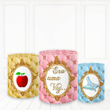 Allenjoy Apple And Blue Heel Pedestal Cover Gold Birthday Party Pillar Cover