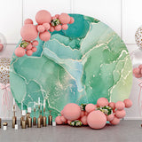 Allenjoy Aqua Green Golden Marble Round Birthday Backdrop