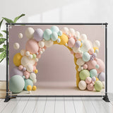 Allenjoy Arch Colored Balloon Pink Wall 1St Birthday Backdrop