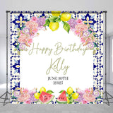 Allenjoy Arch Floral Fruits White Custom Birthday Backdrop