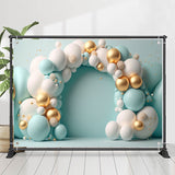 Allenjoy Arch Structure Blue White Balloons Birthday Backdrop