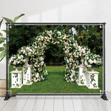 Allenjoy Arched Holy White Flowers Door Wedding Backdrop