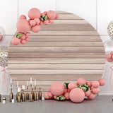 Allenjoy Artistic Wood Plank Simple Circle Birthday Backdrop