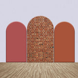 Allenjoy Assorted Red Brick Wall Vintage Arch Backdrop Kit