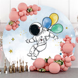 Allenjoy Astronaut And Balloons Happy Birthday Round Backdrop