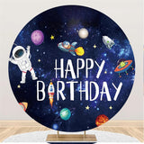 Allenjoy Astronaut And Universe Round Birthday Backdrop For Boy