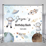 Allenjoy Astronaut Custom Name Birthday Bash Backdrop Boy