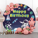 Allenjoy Astronaut In Space Theme Round Happy Birthday Backdrop