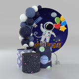 Allenjoy Astronaut Space Boy Birthday Round Backdrop Kit