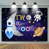 Allenjoy Astronaut Space Two The Moon Happy Birthday Backdrop