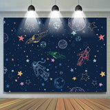 Allenjoy Astronaut Space World Night Happy Birthday Backdrop