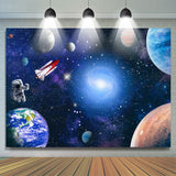 Allenjoy Astronaut Universe Galaxy Stars Birthday Backdrop