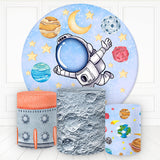 Allenjoy Astronaut With Planet And Star Round Birthday Backdrop Kit