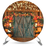 Allenjoy Autumn Floral Pumpkin Thanksgiving Round Backdrop