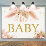 Allenjoy Autumn Glitter Flowers Charmful Baby Shower Backdrop