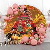 Allenjoy Autumn Pumpkin With Animal Circle Halloween Backdrop