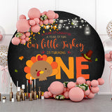 Allenjoy Autumn Turkey Black Round 1St Birthday Backdrops