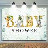 Allenjoy Baby Animals And Green Plants Baby Shower Backdrop Boy