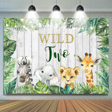 Allenjoy Baby Animals And Green Plants Happy Wild Two Backdrop