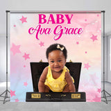 Allenjoy Baby Box Pink Star Custom Photo Birthday Backdrop