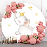 Allenjoy Baby Elephant Five Pointed Star Birthday Round Backdrop