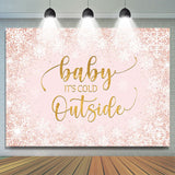 Allenjoy Baby Is Cold Outside Pink Winter Baby Shower Backdrop