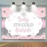 Allenjoy Baby It Is Cold Outside Pink Floral Backdrop For Baby Shower