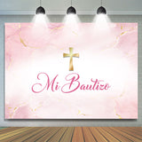 Allenjoy Baby Pink Cross Mi Bautizo Baptism Backdrop For Girls