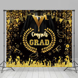 Allenjoy Bachelor Gown Gold Black Flag Graduation Backdrop