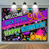 Allenjoy Back To The 90S Abstract Themed Happy Birthday Backdrop