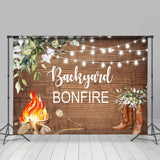 Allenjoy Backyard Bonfire Wooden Leaves Housewarming Backdrop