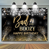 Allenjoy Bad And Boozy Black And Gold Birthday Backdrop For Man