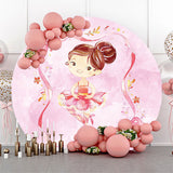 Allenjoy Ballerina Floral Girls Party Round Backdrop Cover