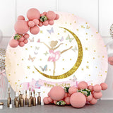 Allenjoy Ballet With Butterfly Glitter Round Birthday Backdrop