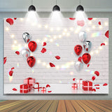 Allenjoy Ballon And Gift With White Brick Birthday Backdrop