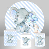 Allenjoy Ballon Rabbit And Elephant Round Baby Shower Backdrop