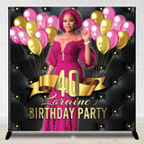 Allenjoy Balloon 40Th Black Custom Photo Birthday Backdrop