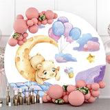 Allenjoy Balloon Bear Cartoon Happy Birthday Circle Backdrop