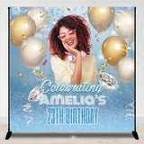 Allenjoy Balloon Blue Glitter Custom Photo Birthday Backdrop