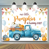 Allenjoy Balloon Blue Truck Pumpkin 1St Birthday Backdrop