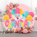 Allenjoy Balloon Carnival Party Pink Birthday Round Backdrop