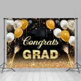 Allenjoy Balloon Champagne Glitter Congrats Grad Backdrop