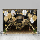 Allenjoy Balloon Champagne Ribbon Happy Graduation Backdrop