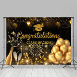 Allenjoy Balloon Champagne Sparks Happy Graduation Backdrop