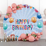 Allenjoy Balloon Flag Blue Birthday Party Backdrop Round